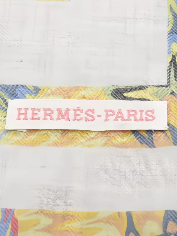 Hermès Pre-owned 2010s Carré 90 Marble Ex‑libris Scarf in Neutrals