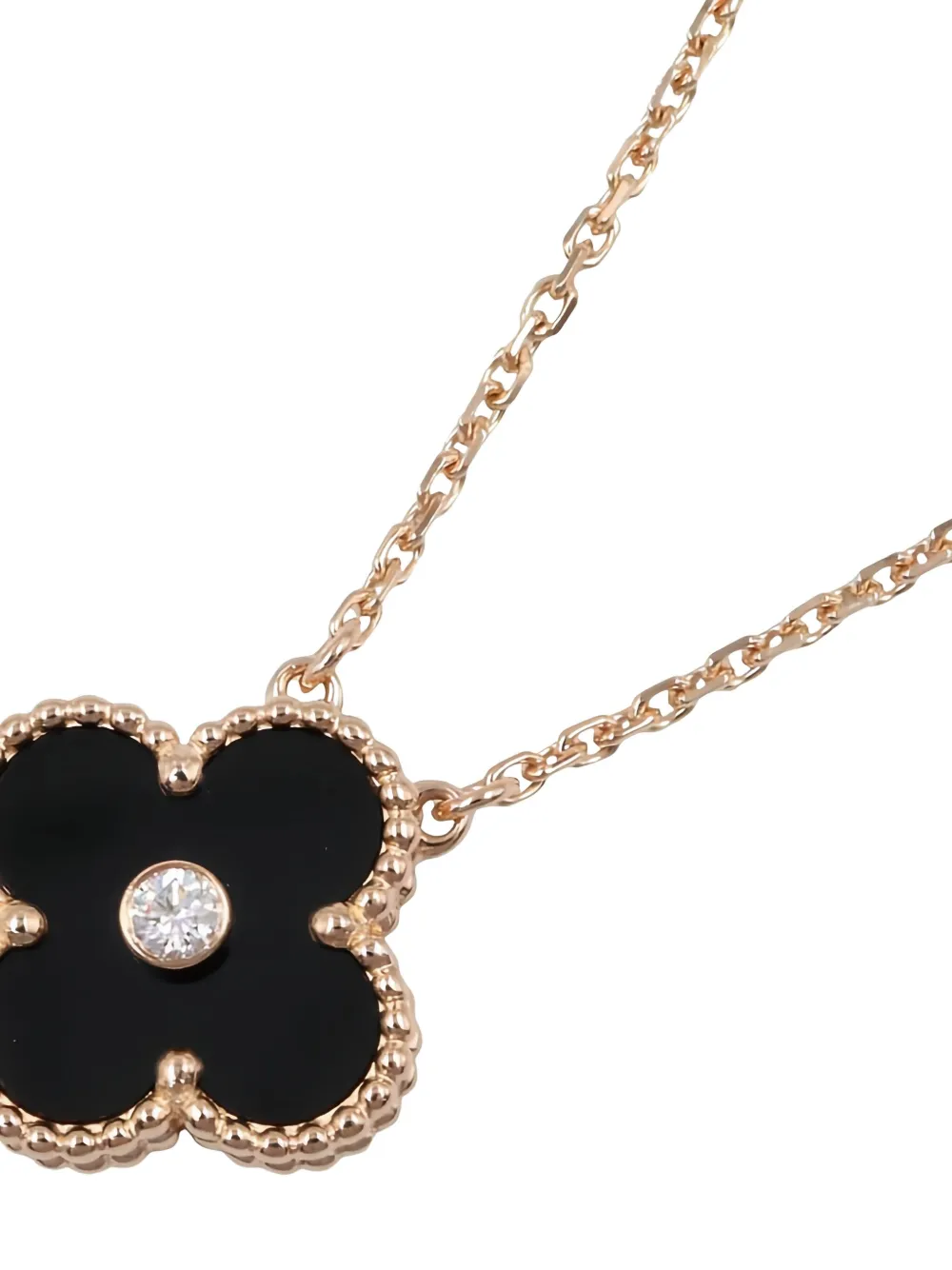 VAN CLEEF & ARPELS Pre-owned 2010s 18k Rose Gold Alhambra Multi-stone Necklace In Black