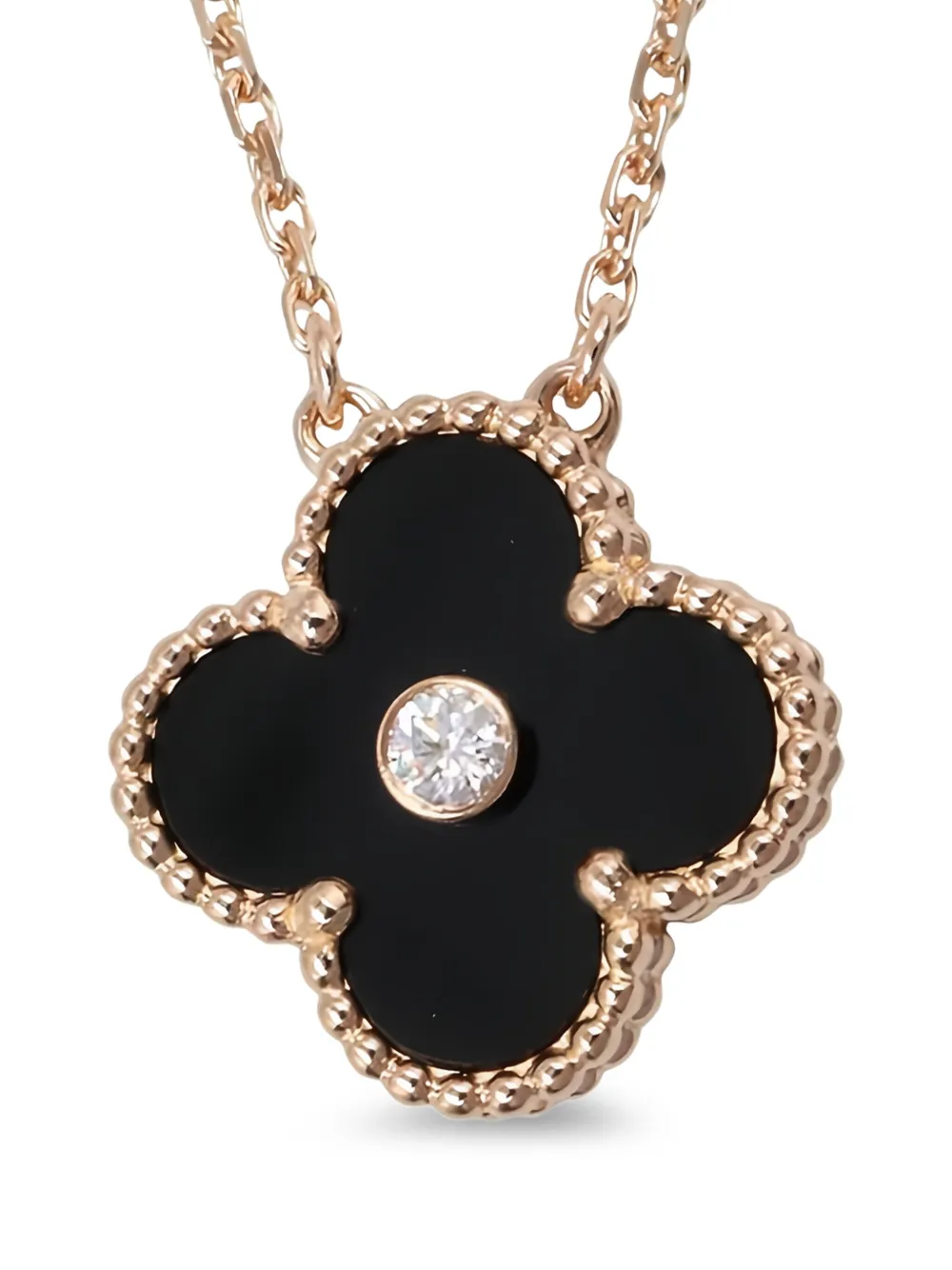 Van Cleef & Arpels Pre-Owned 2010s 18kt Alhambra Rotgoldhalskette mit Schmucksteinen | Image 2