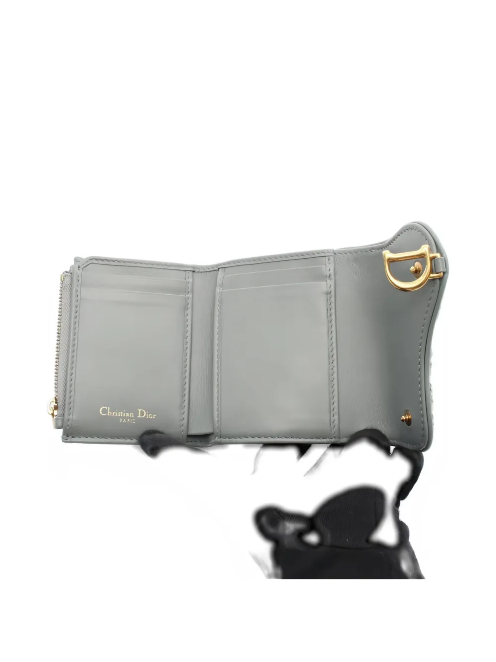 DIOR Pre-owned 2010s Saddle Oblique Tri‑fold Wallet In Gray
