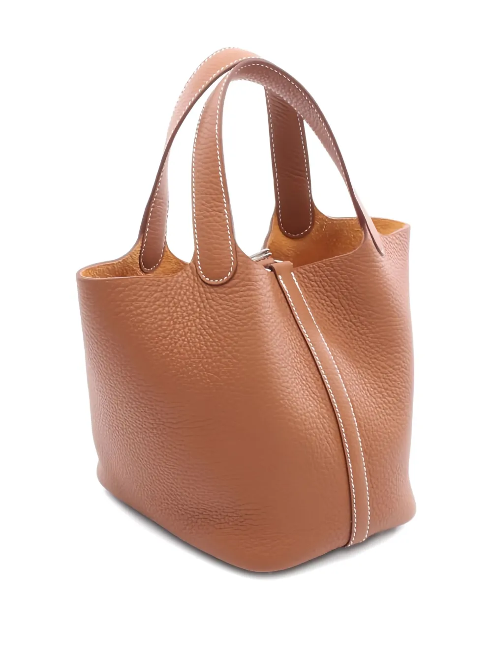 Pre-owned Hermes 2025 Picotin Lock Pm Leather Handbag In Brown