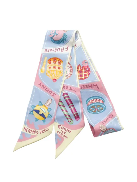 Hermès Pre-Owned 2000s Twilly Funny Ice Cream-motif scarf