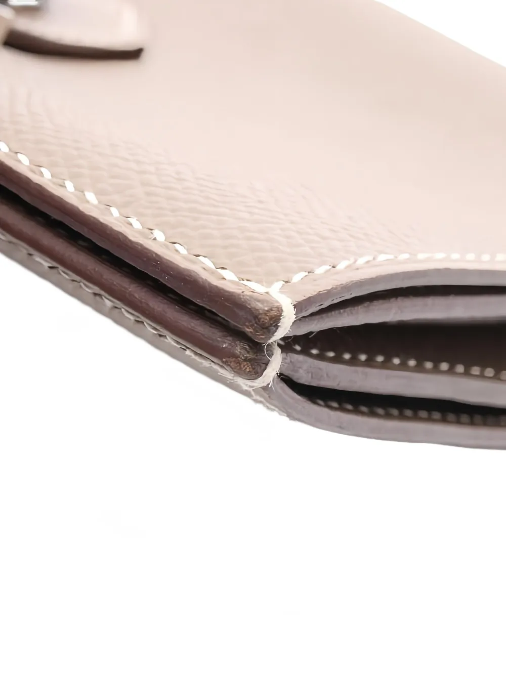 Pre-owned Hermes 2020's Bearn Silver Hardware Compact Bifold Wallet In Neutral