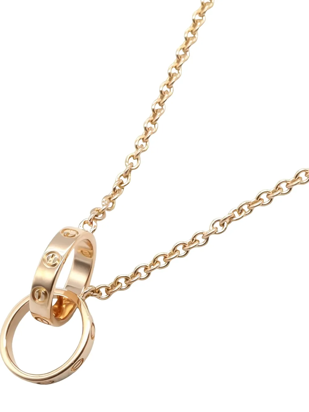 Pre-owned Cartier 2010's Baby Love Rings Necklace In Gold