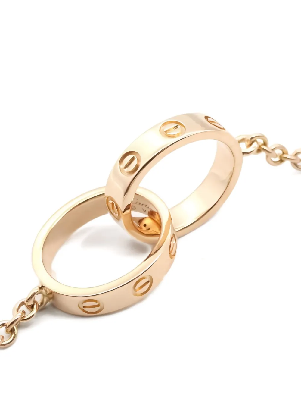 Pre-owned Cartier 2010's Baby Love Rings Necklace In Gold