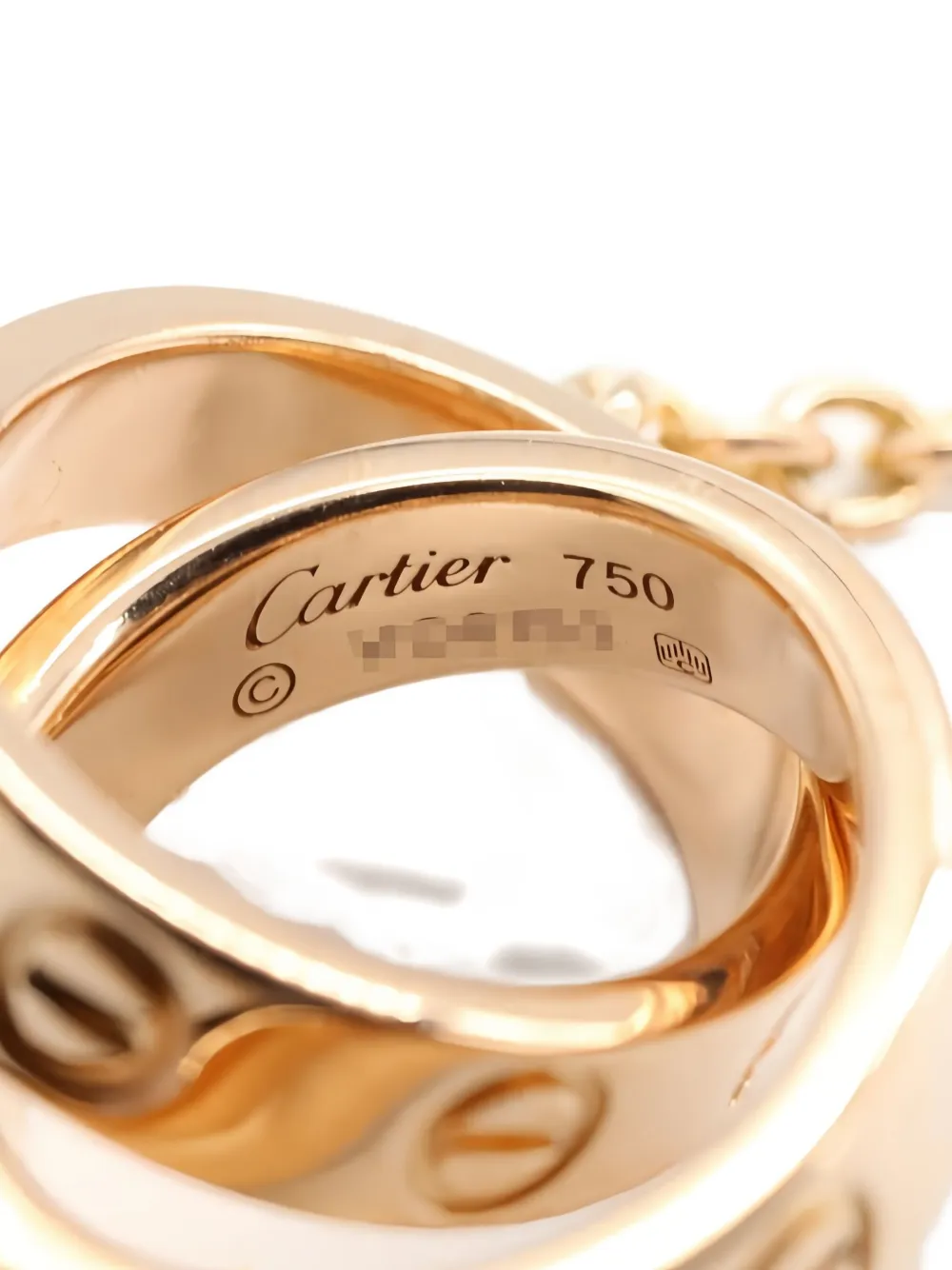 Pre-owned Cartier 2010's Baby Love Rings Necklace In Gold