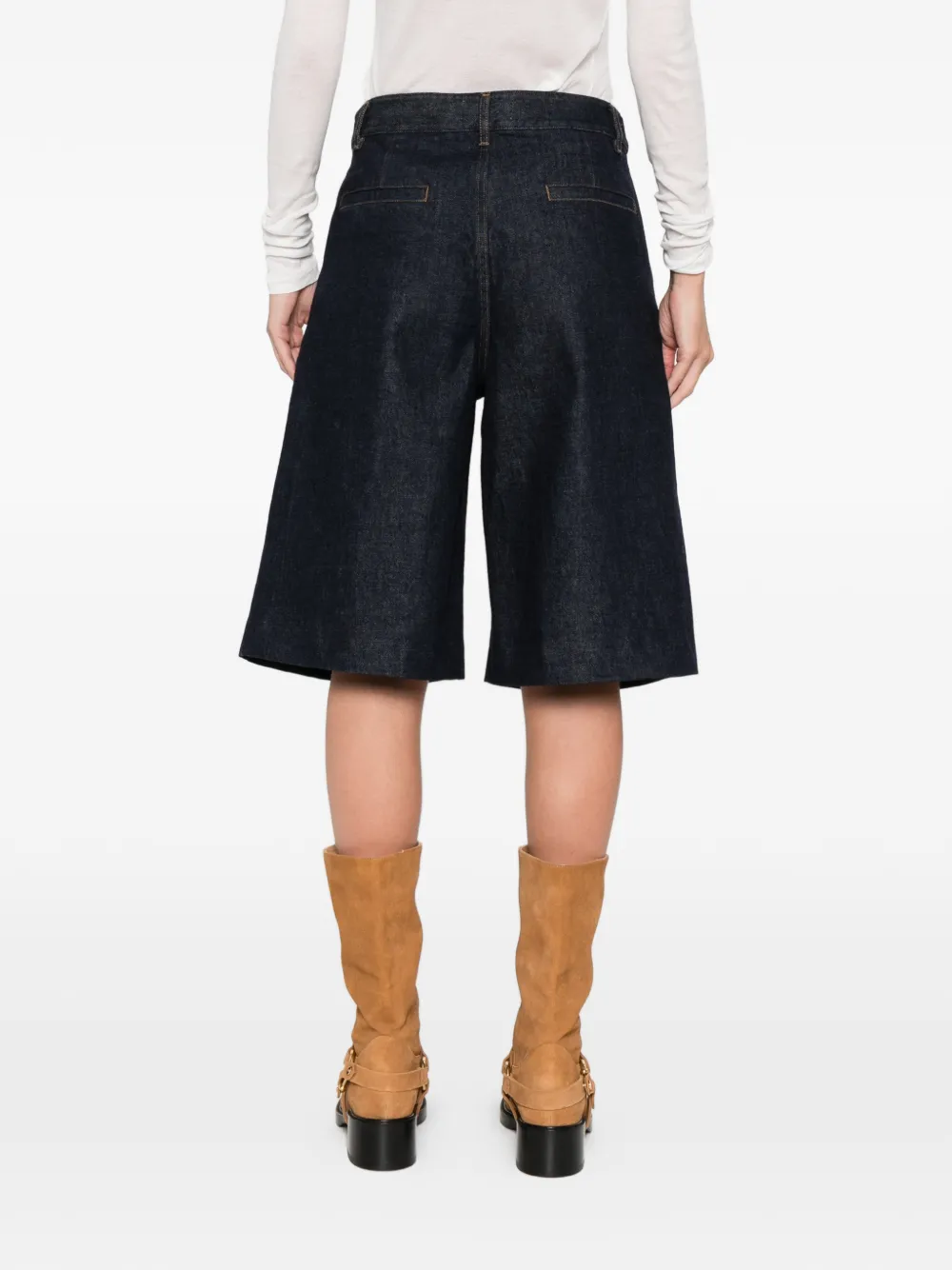 Frame Pleated Shorts In Blue