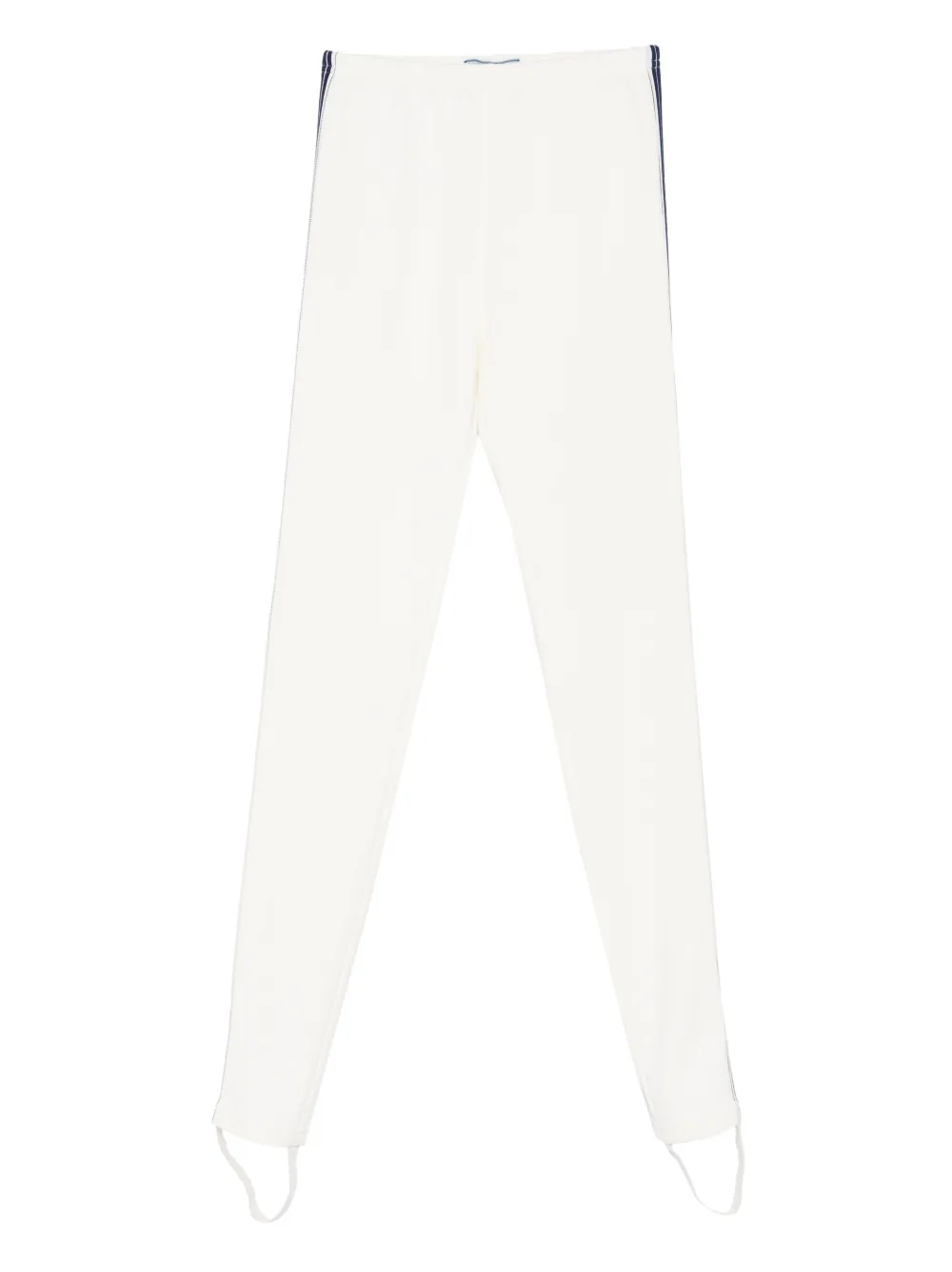 Prada stirrup-detail stripe leggings Beige