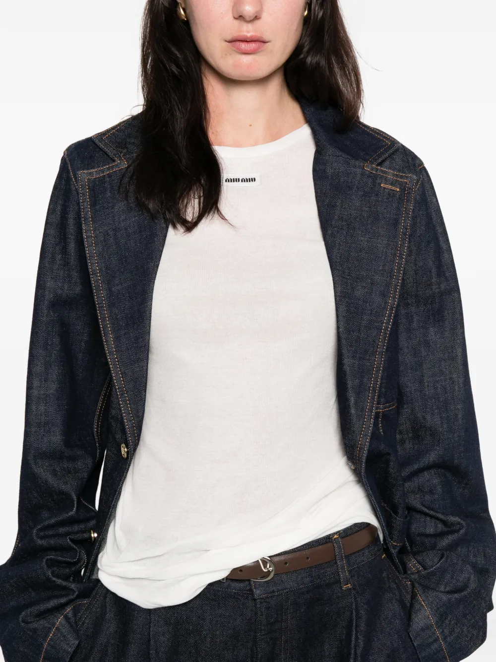 Miu cotton label mini dress Wit