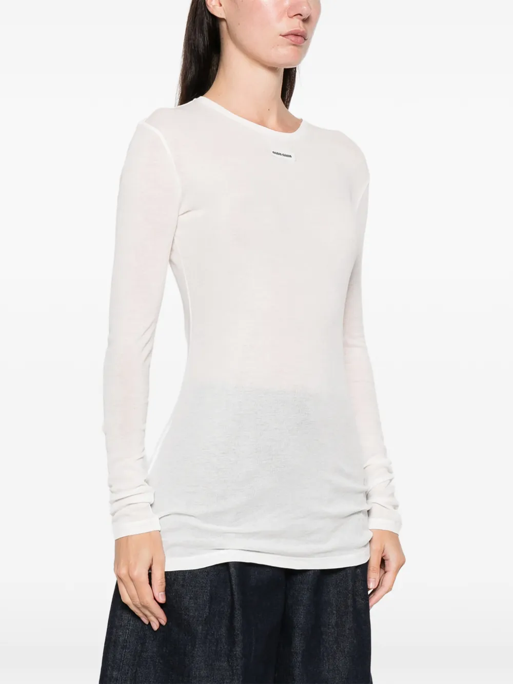 Miu cotton label mini dress Wit