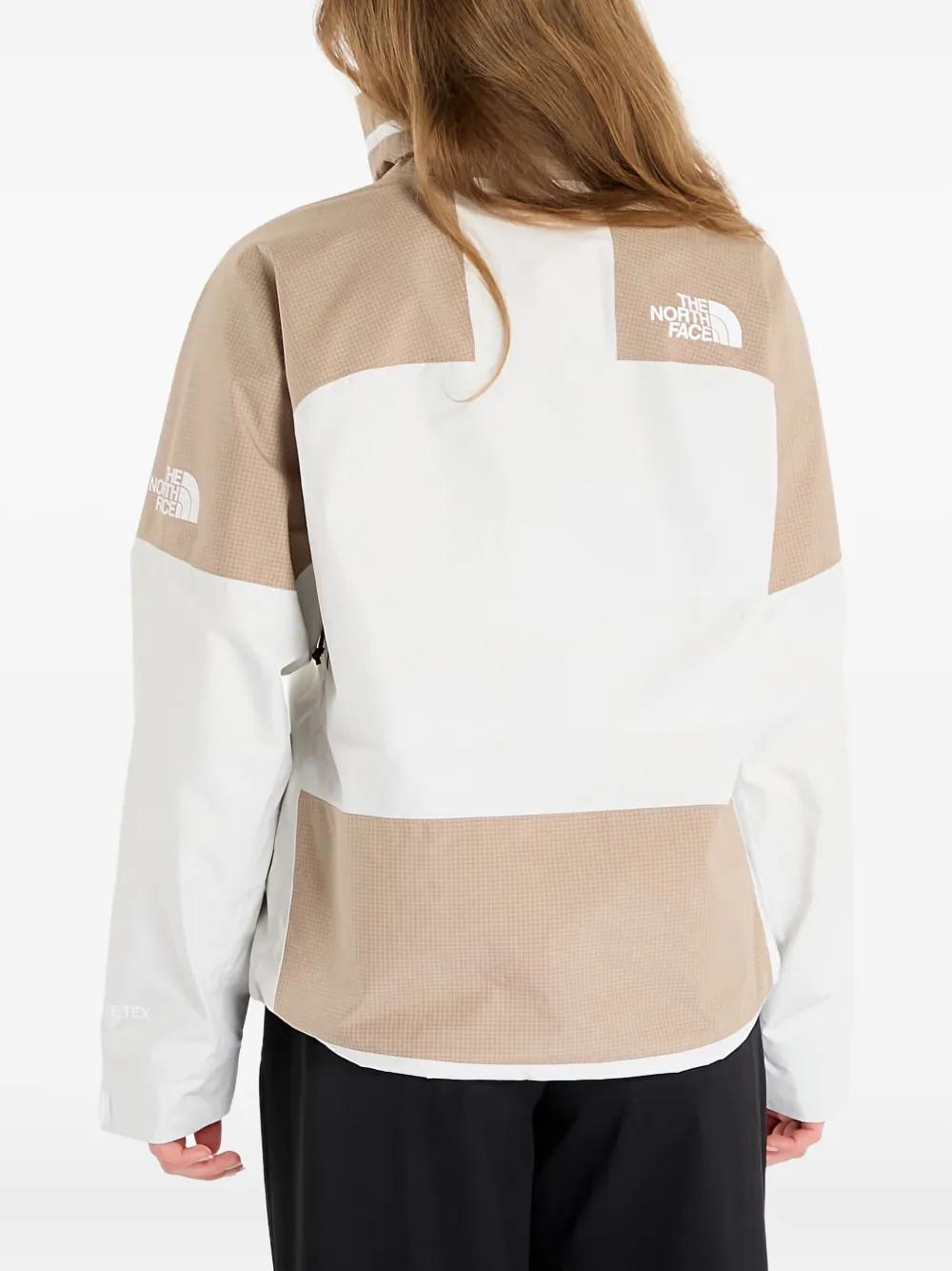 The North Face Womens Hooded Regular-fit Shell Jacket White Dune Mushroom Gre In White
