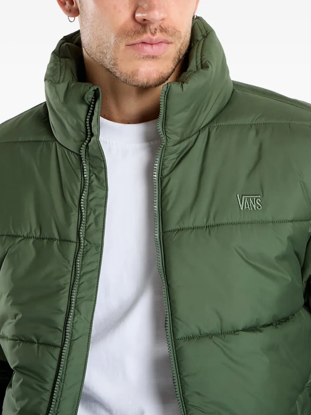 Vans Hillgate Zip-up Puffer Jacket In Green