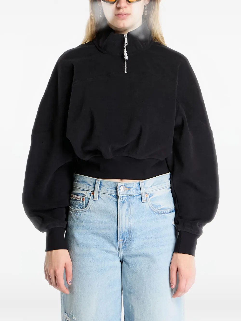 Jordan Quarter-zip Flight Fleece Top In Black