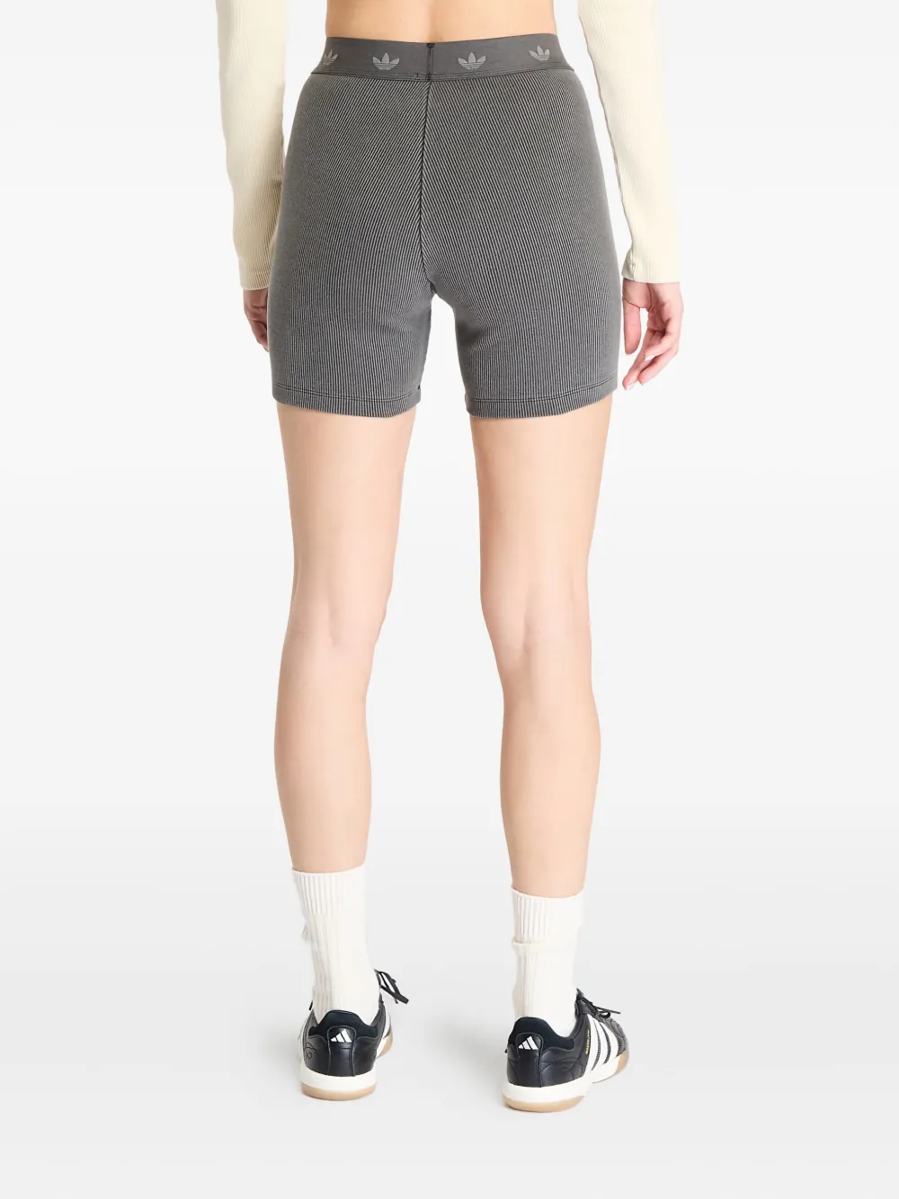 adidas Geribbelde shorts met logo Grijs