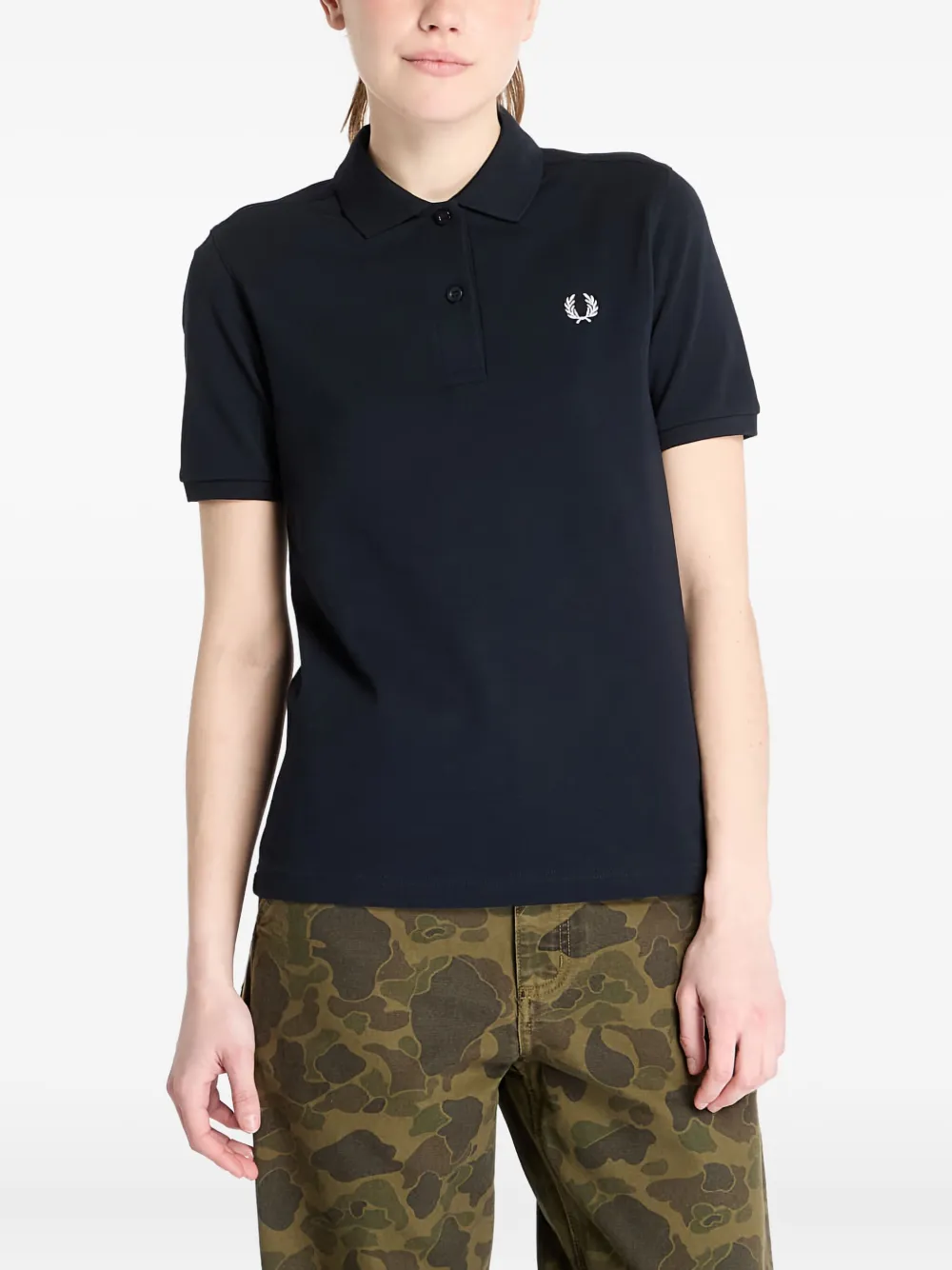 Fred Perry Logo-embroidered Polo Top In Blue