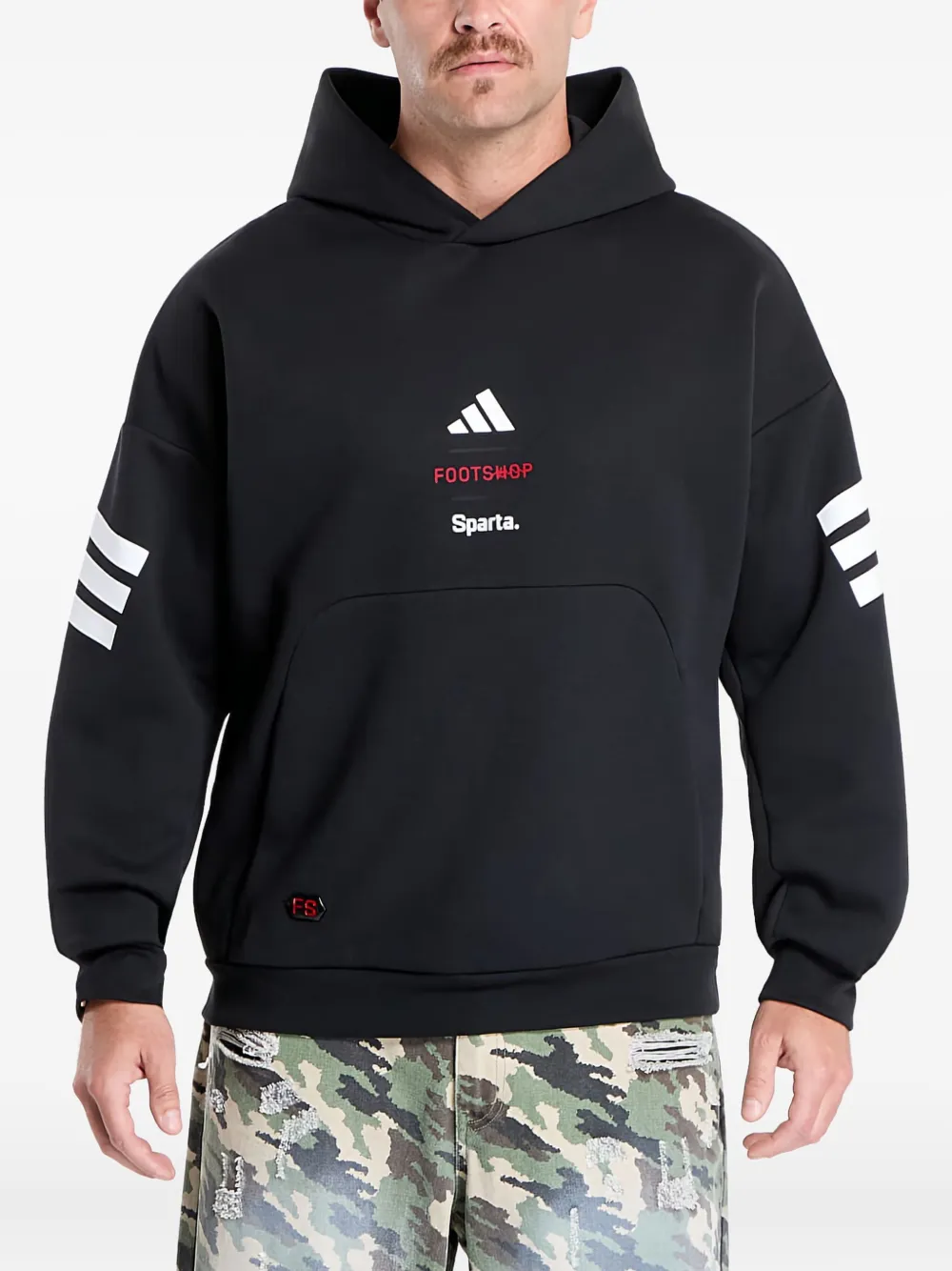 Adidas Originals X Footshop X Sparta Stripes Hoodie In Black