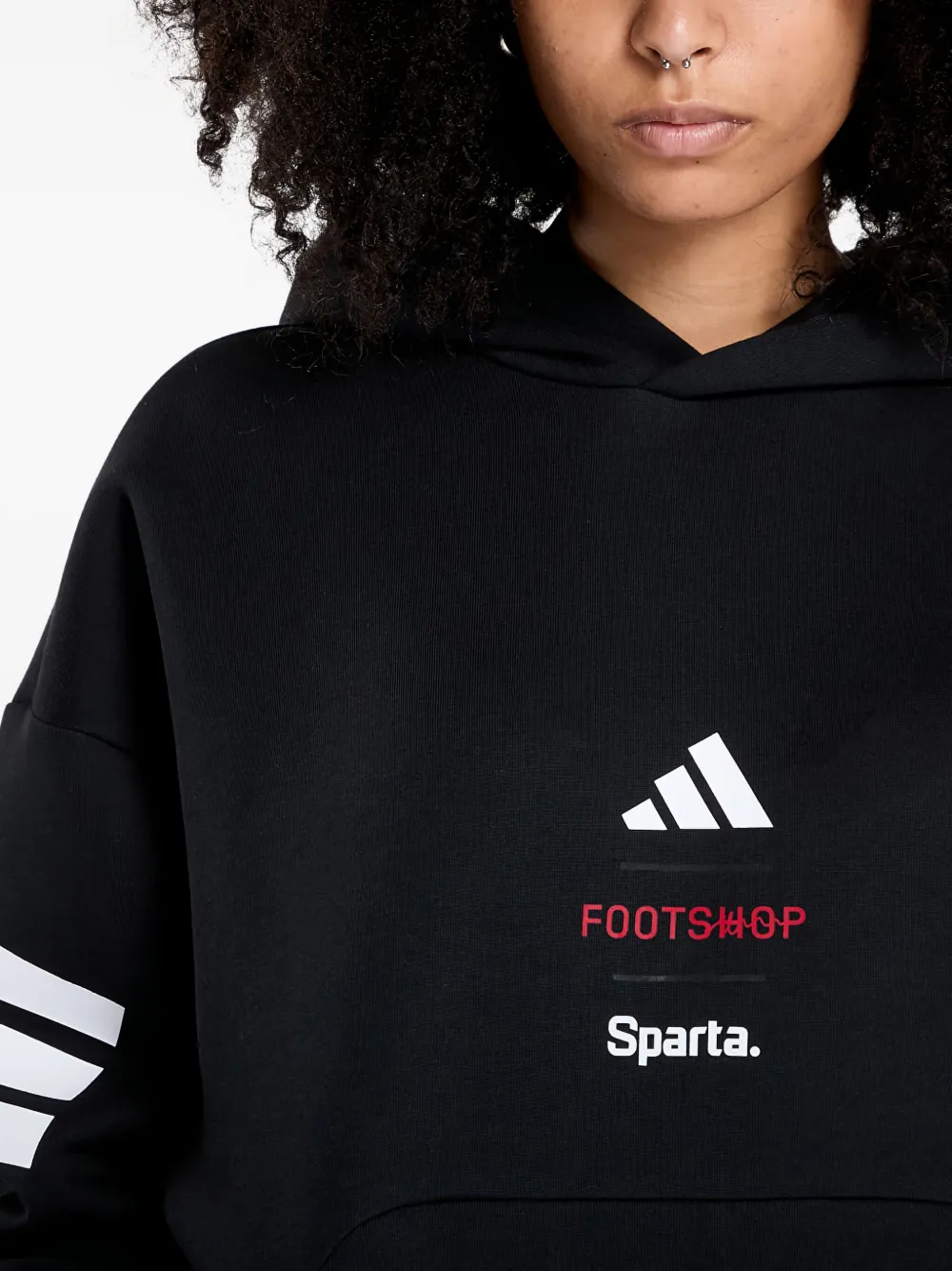 Adidas Originals X Footshop X Sparta Stripes Hoodie In Black