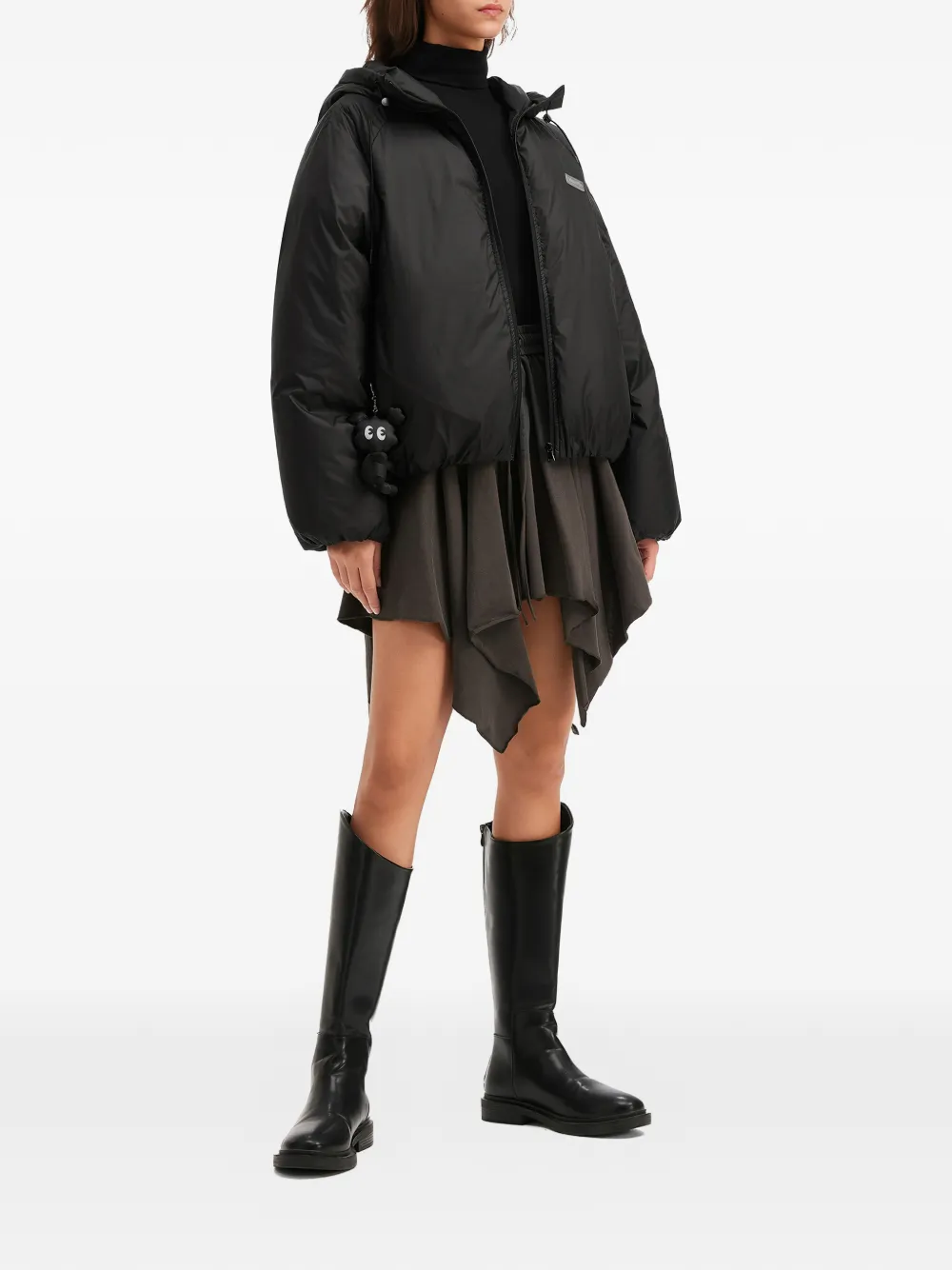  Mini Cream Hooded Zip-fastening Jacket - Black 