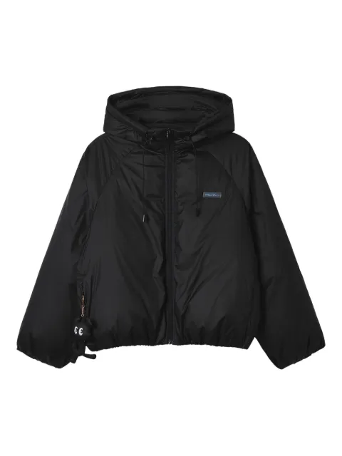 Mini Cream hooded zip-fastening jacket