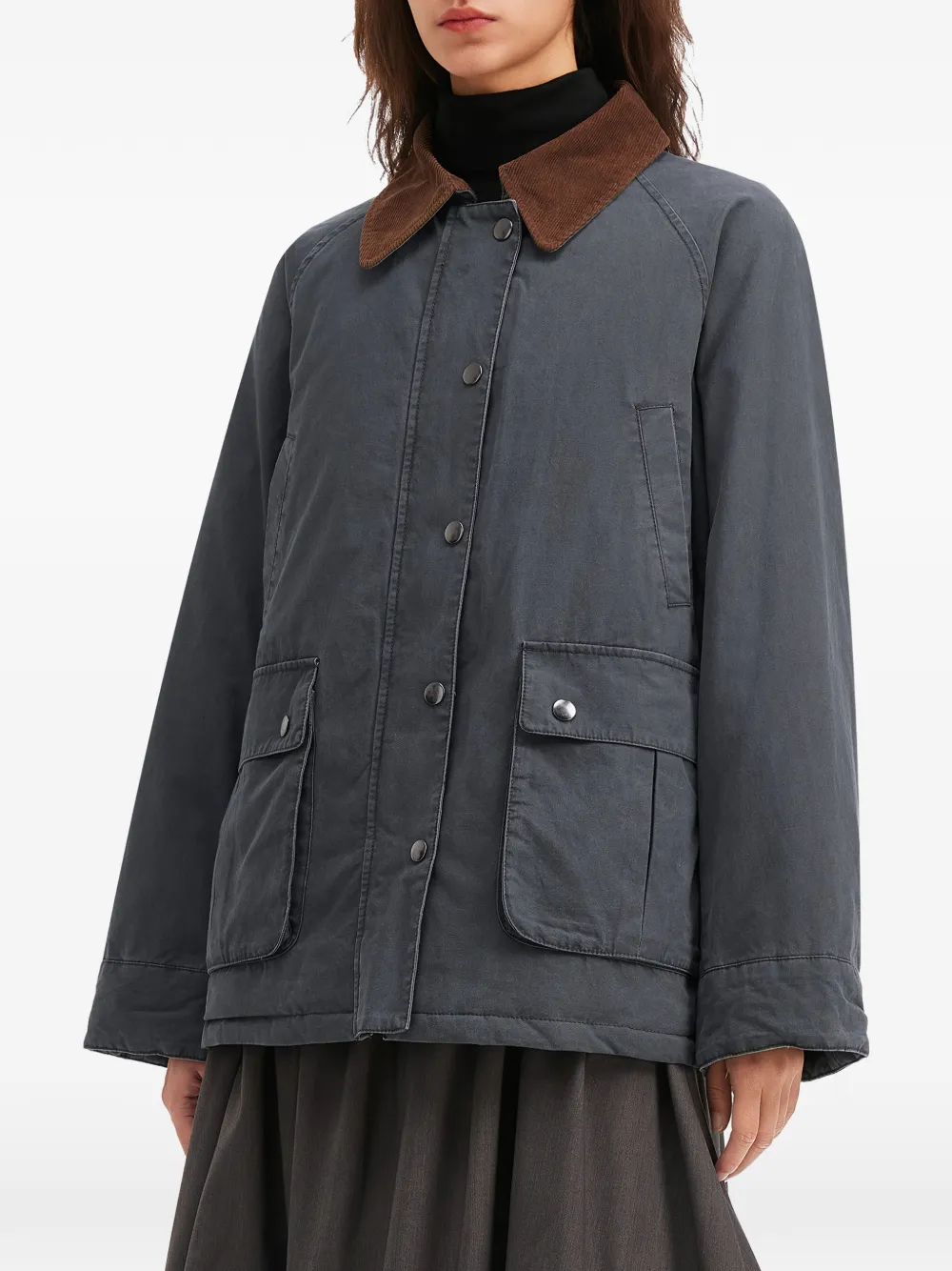 Corduroy-Collar Pocket Jacket