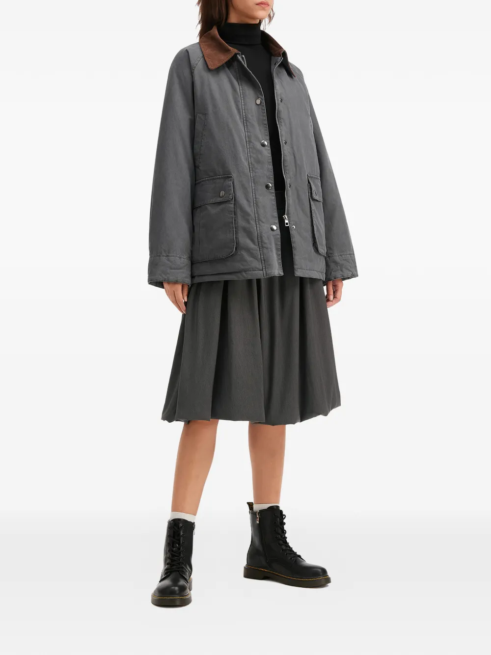  Tout A Coup Gathered Mid Skirt - Grey 