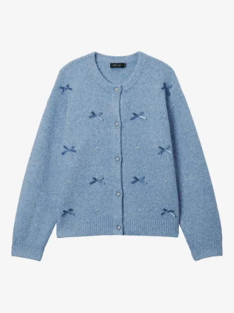tout a coup bow-embellished knitted cardigan