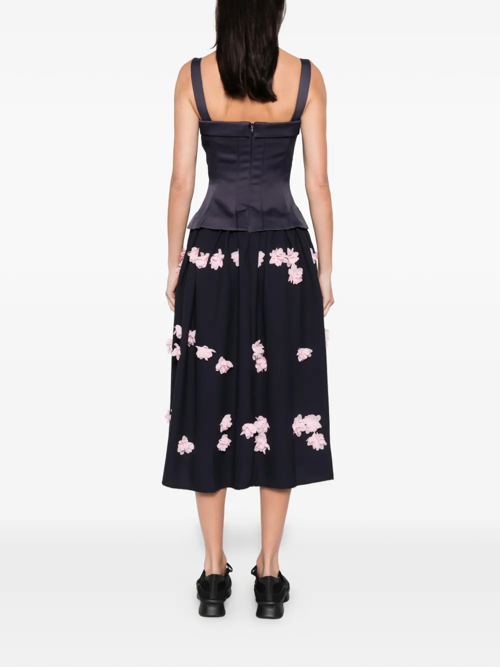 Stine Goya floral-appliqué midi dress Blauw