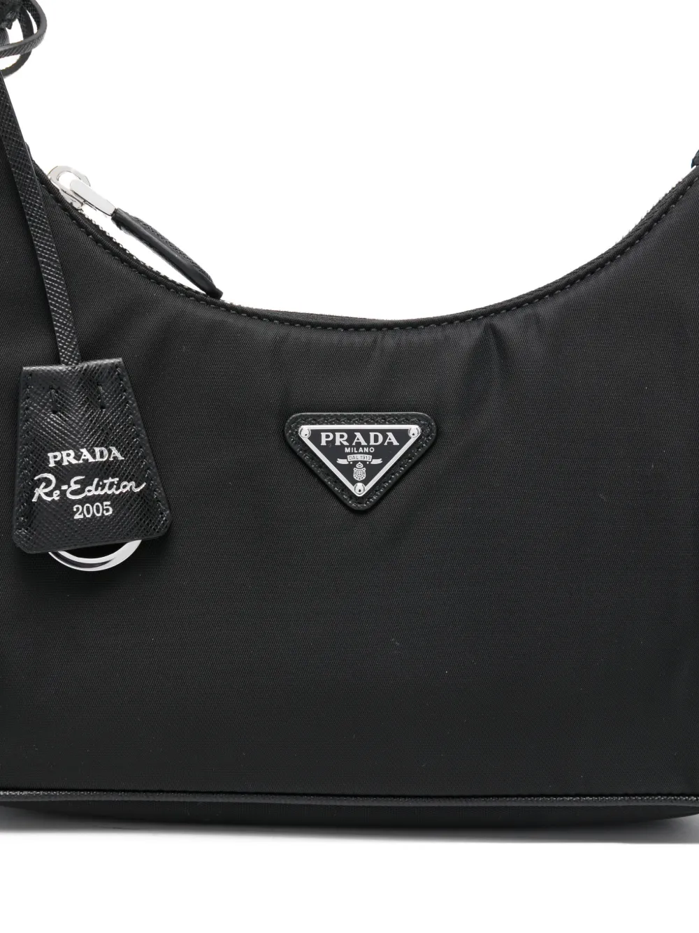 Prada Kleine schoudertas met triangel logo Zwart