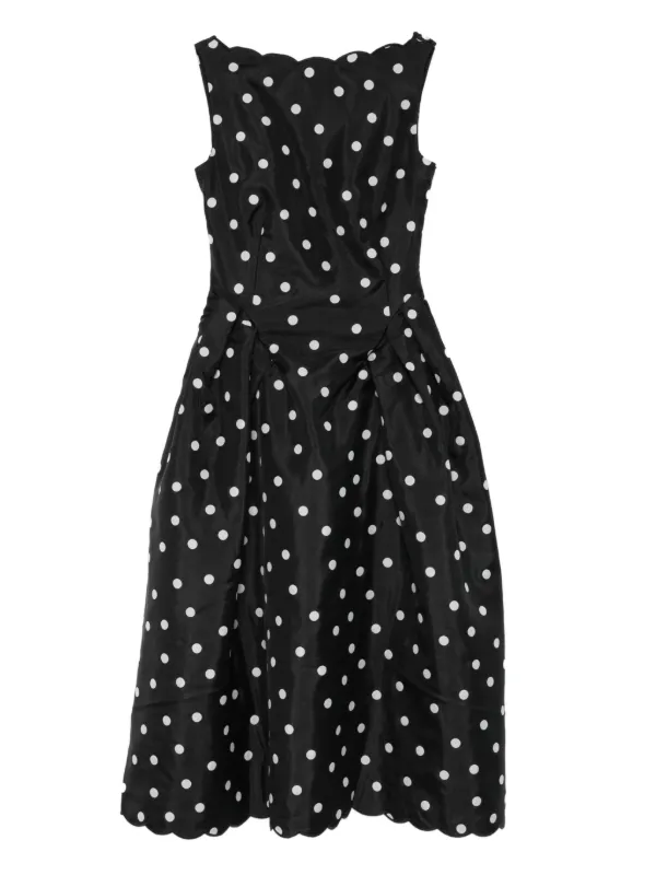 Stine Goya polka-dot Scalloped Midi Dress | Black | FARFETCH