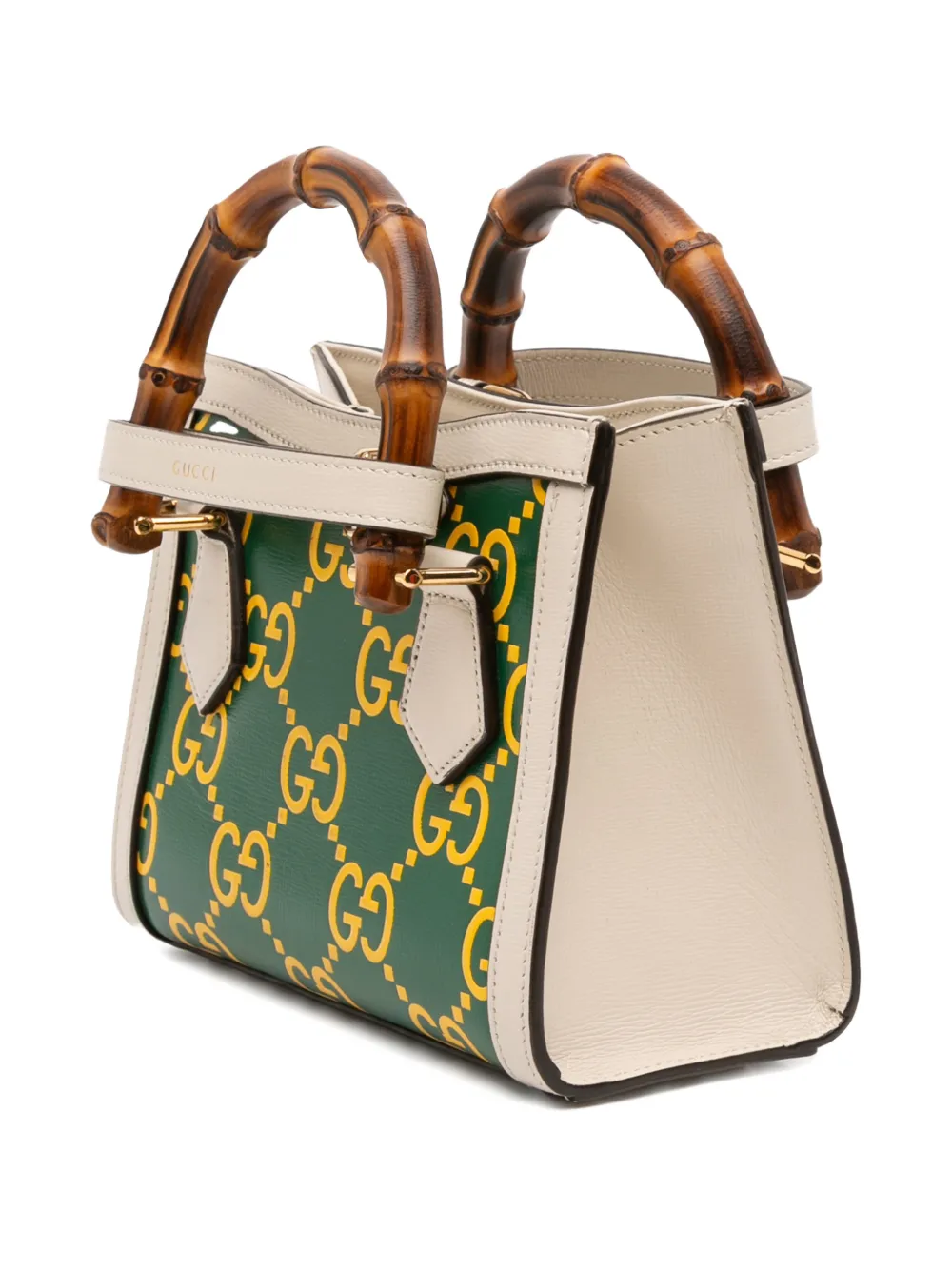 GUCCI Pre-owned 2016-2025 Mini Leather Bamboo Gg Diana Satchel In Green