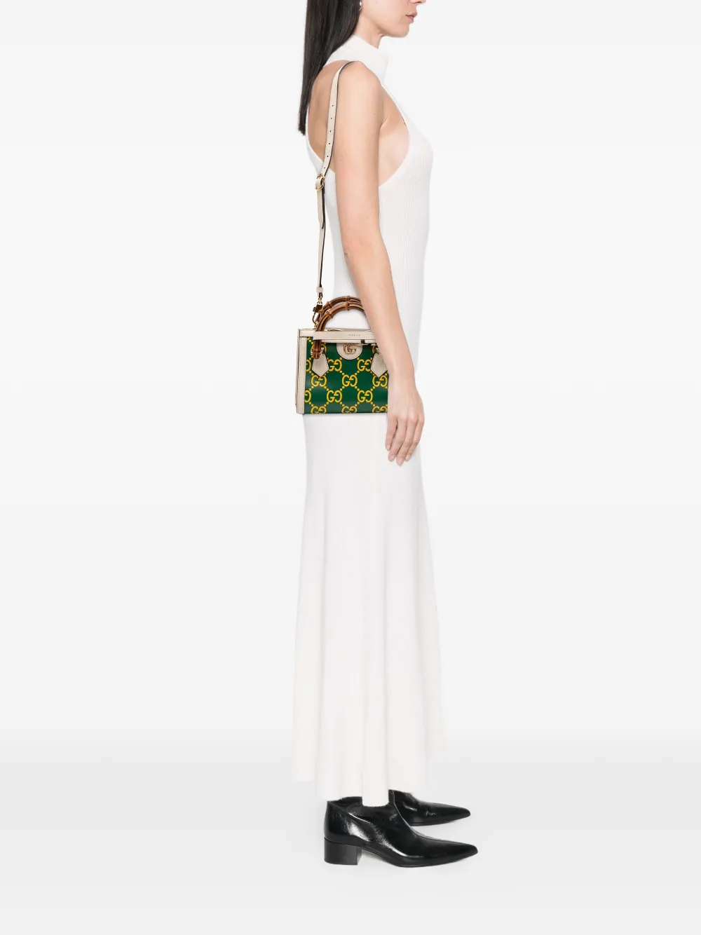 GUCCI Pre-owned 2016-2025 Mini Leather Bamboo Gg Diana Satchel In Green