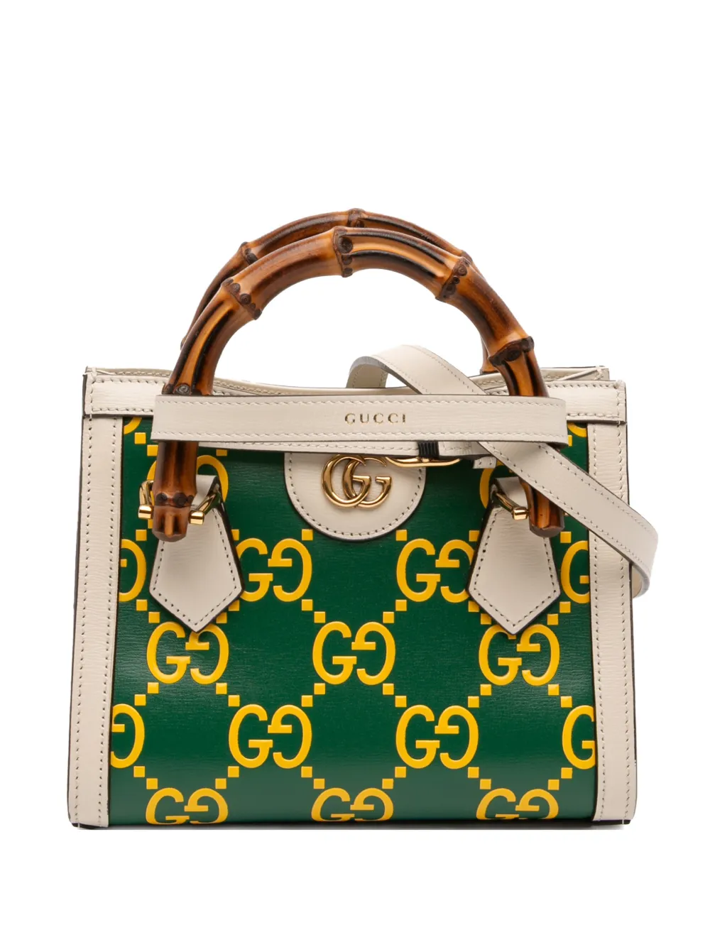 GUCCI Pre-owned 2016-2025 Mini Leather Bamboo Gg Diana Satchel In Green
