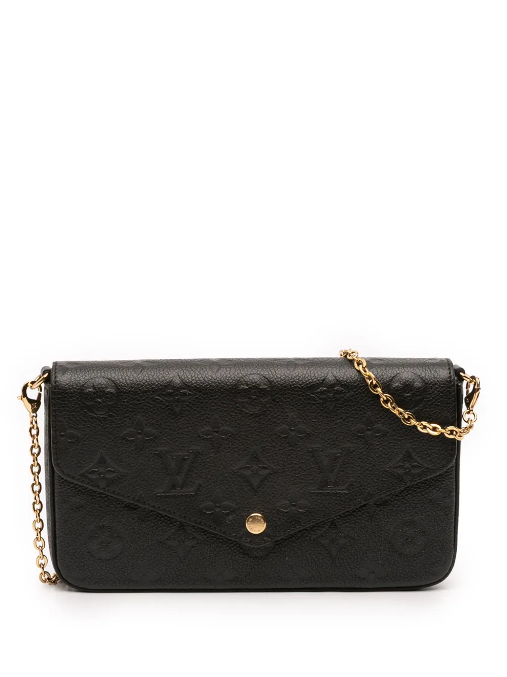 Pre-owned Louis Vuitton 2021-2025 Monogram Empreinte Pochette Felicie Crossbody Bag In Black