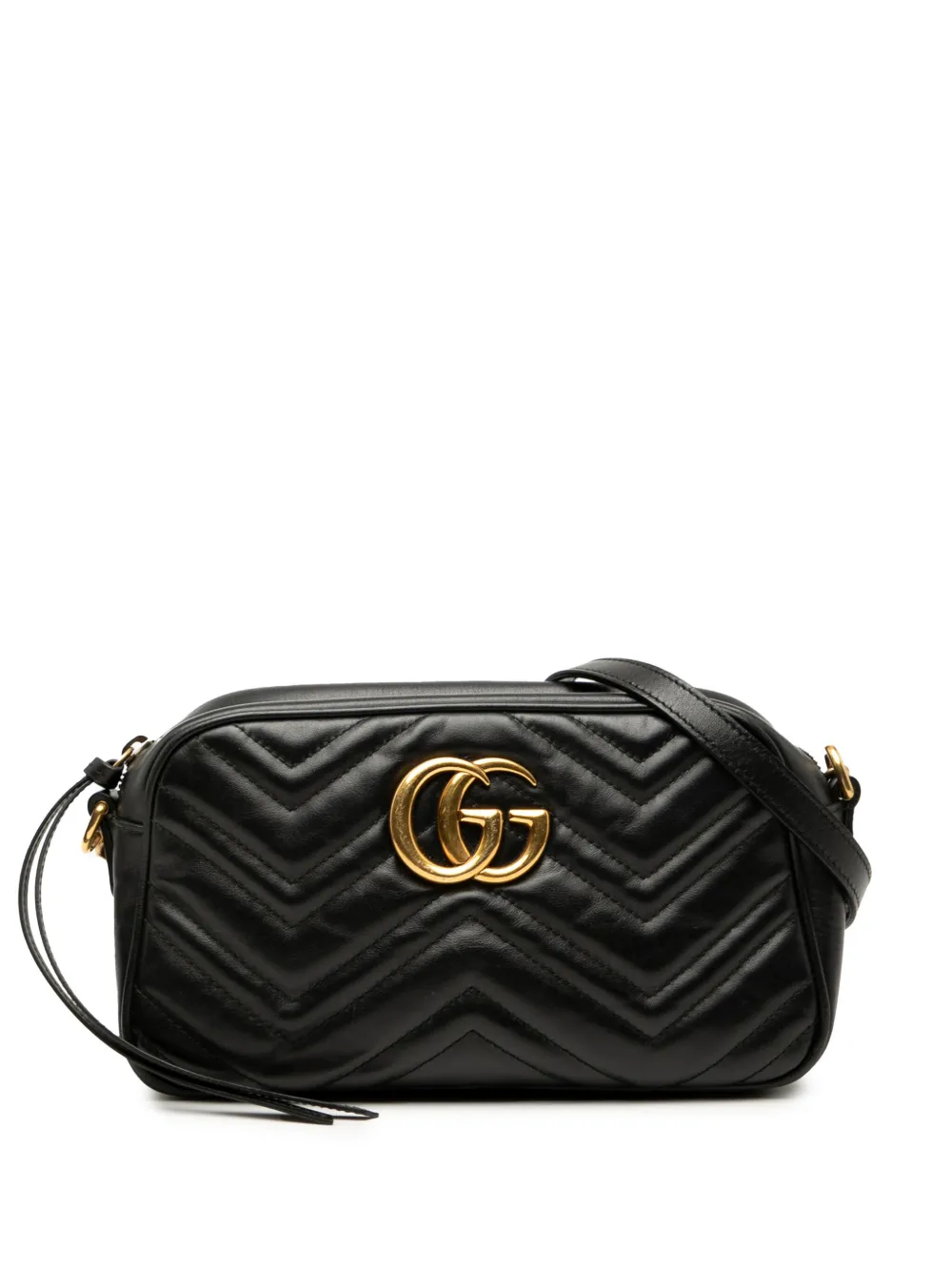 Pre-owned Gucci 2016-2025 Small Gg Marmont Matelasse Leather Crossbody Bag In Black