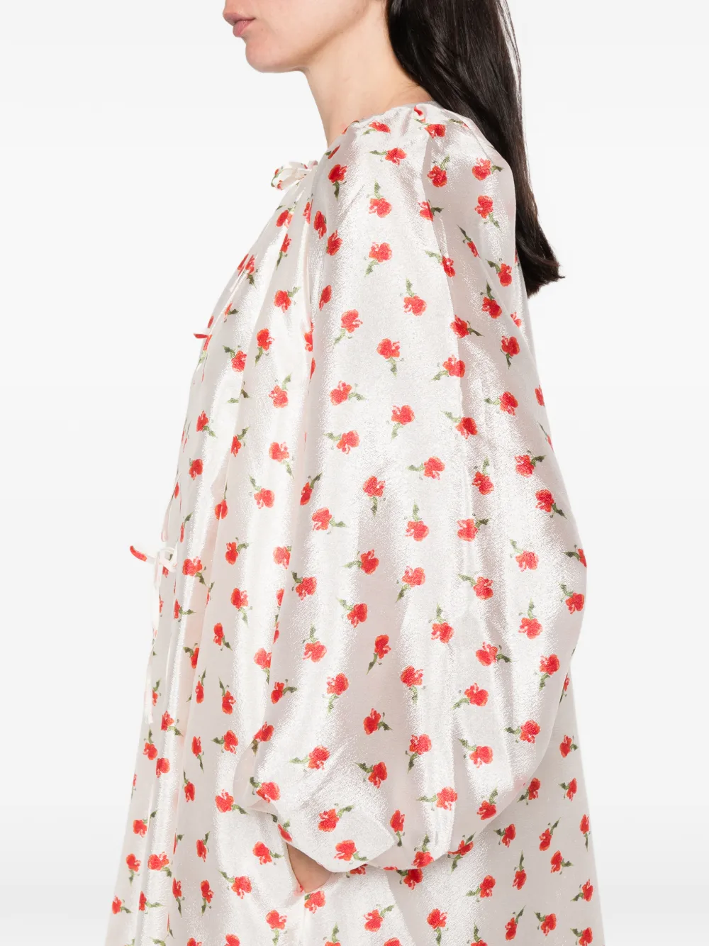 Stine Goya Tie Floral Mini Dress In Neutral