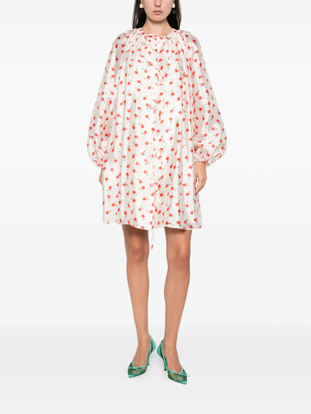 Stine Goya tie floral mini dress - Beige