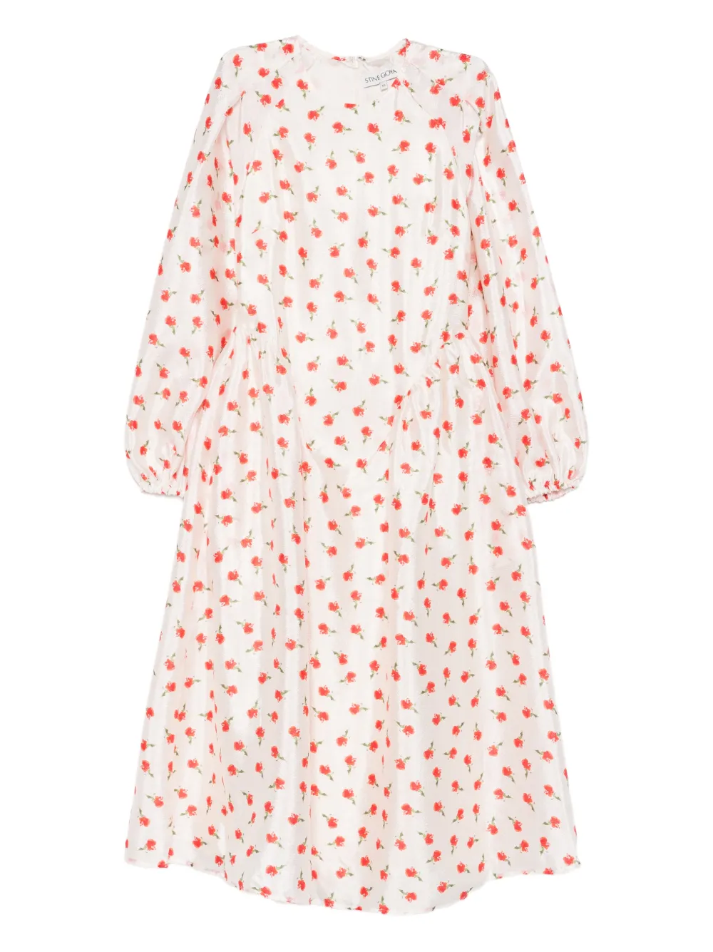 Stine Goya floral long-sleeve midi dress - Toni neutri