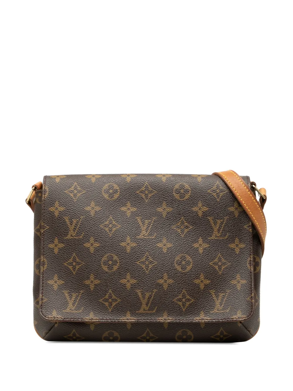 Pre-owned Louis Vuitton 2000 Monogram Musette Tango Short Strap Shoulder Bag In Brown