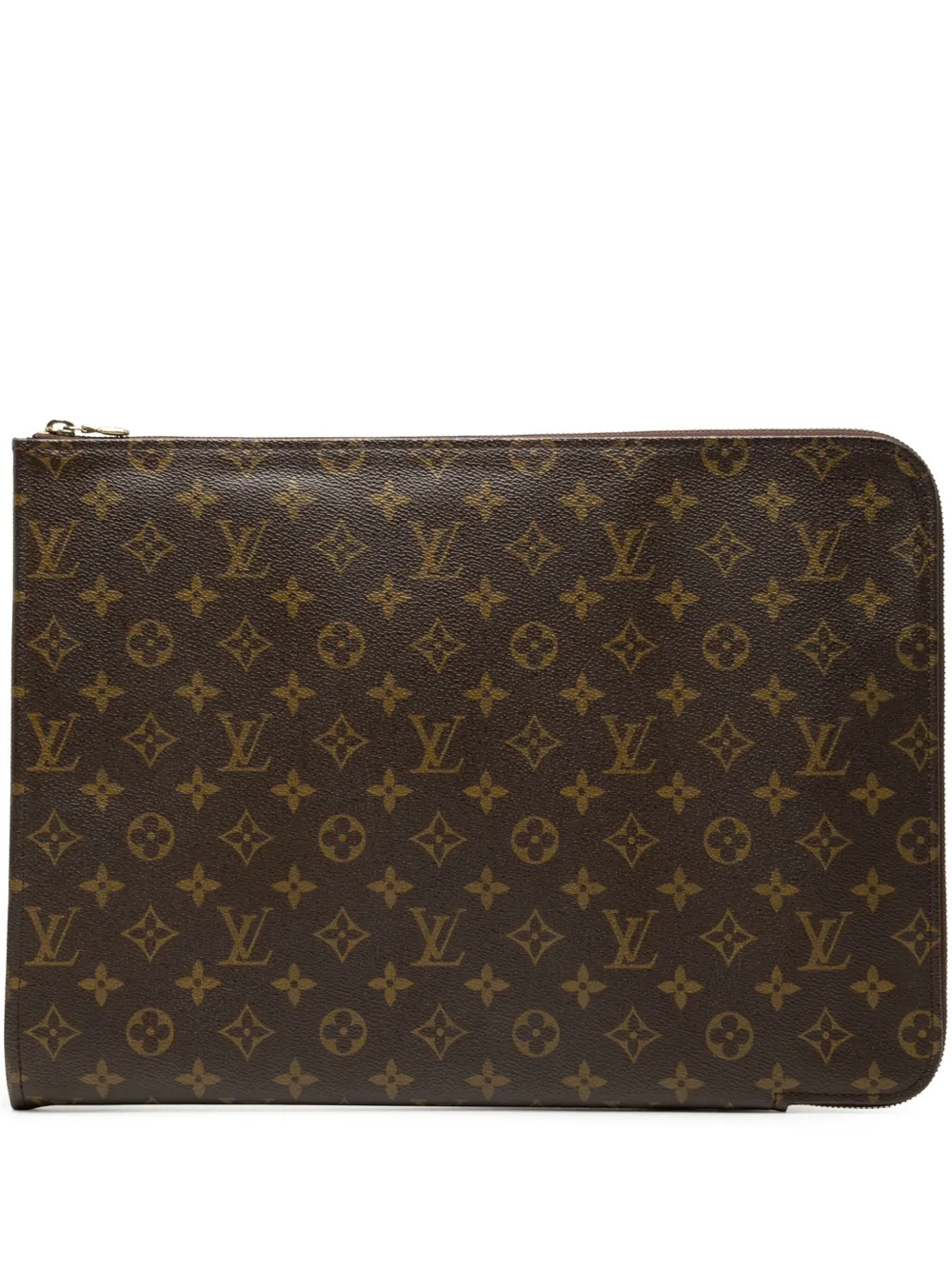 Pre-owned Louis Vuitton 1995 Monogram Poche Documents Portfolio Business Bag In Brown