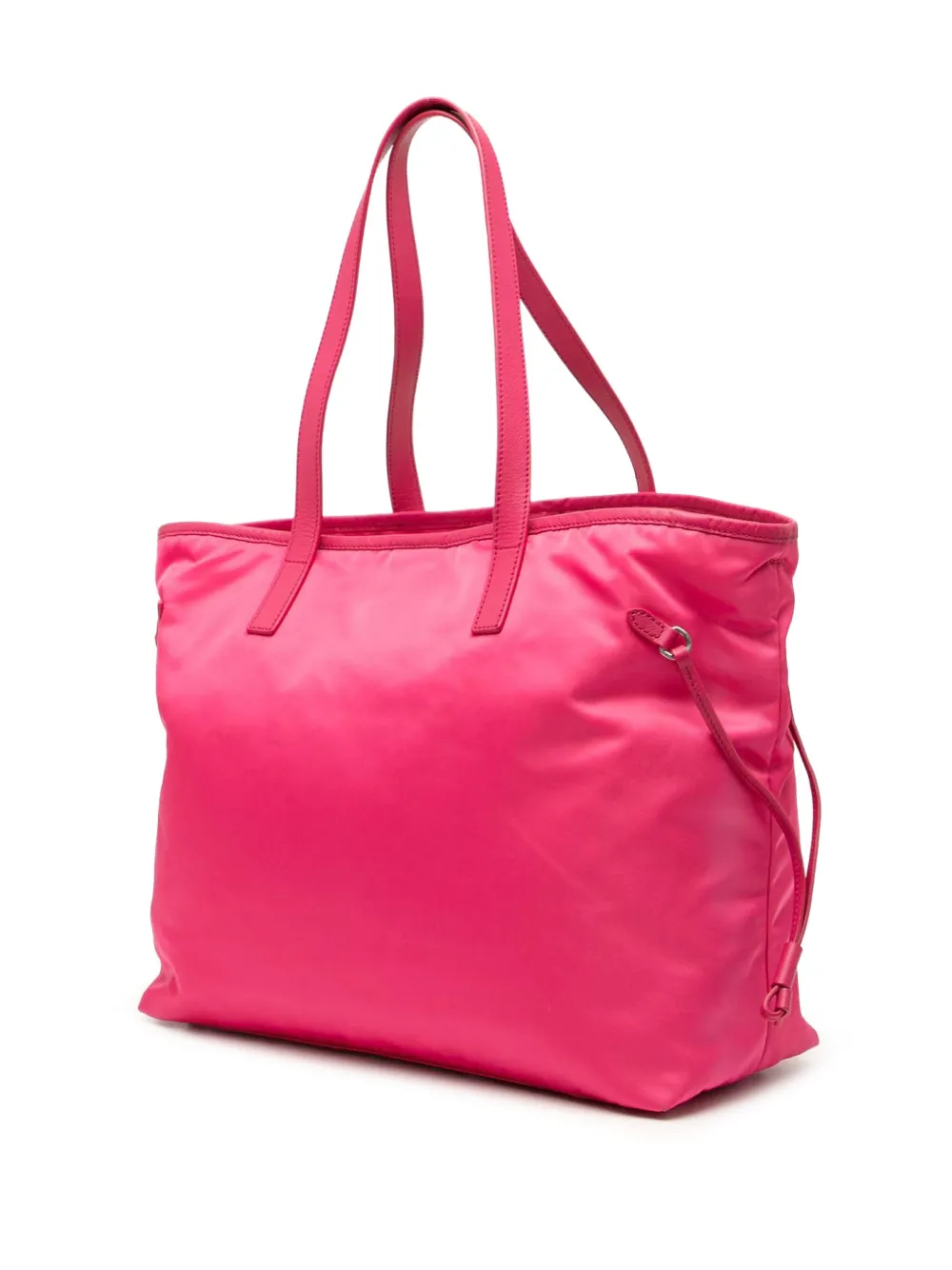 PRADA Pre-owned 2013-2025 Saffiano Trimmed Tessuto Open Convertible Tote Satchel In Pink