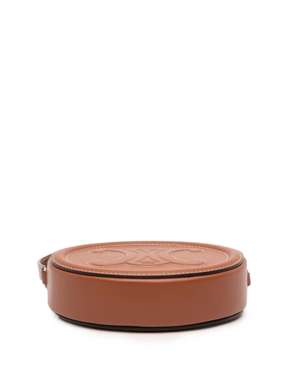 CELINE Pre-owned 2021 Small Calfskin Cuir Triomphe Oval Crossbody Bag In Brown