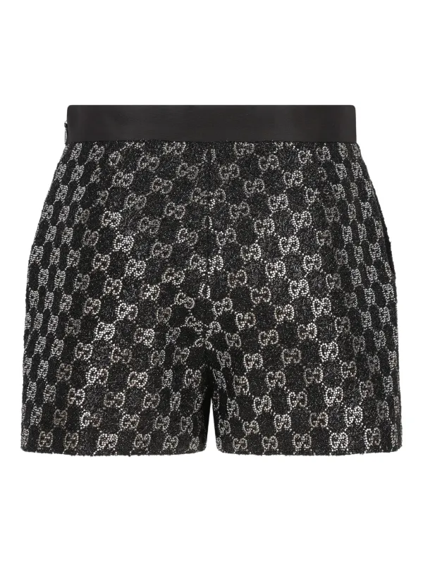 Gucci Embroidered Wool Tweed Lamé Shorts | Black | FARFETCH