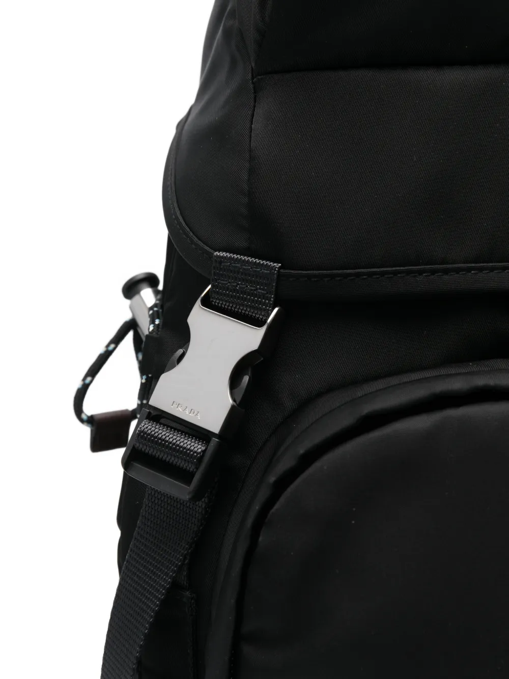Prada Rugzak met trekkoord en gesp Zwart