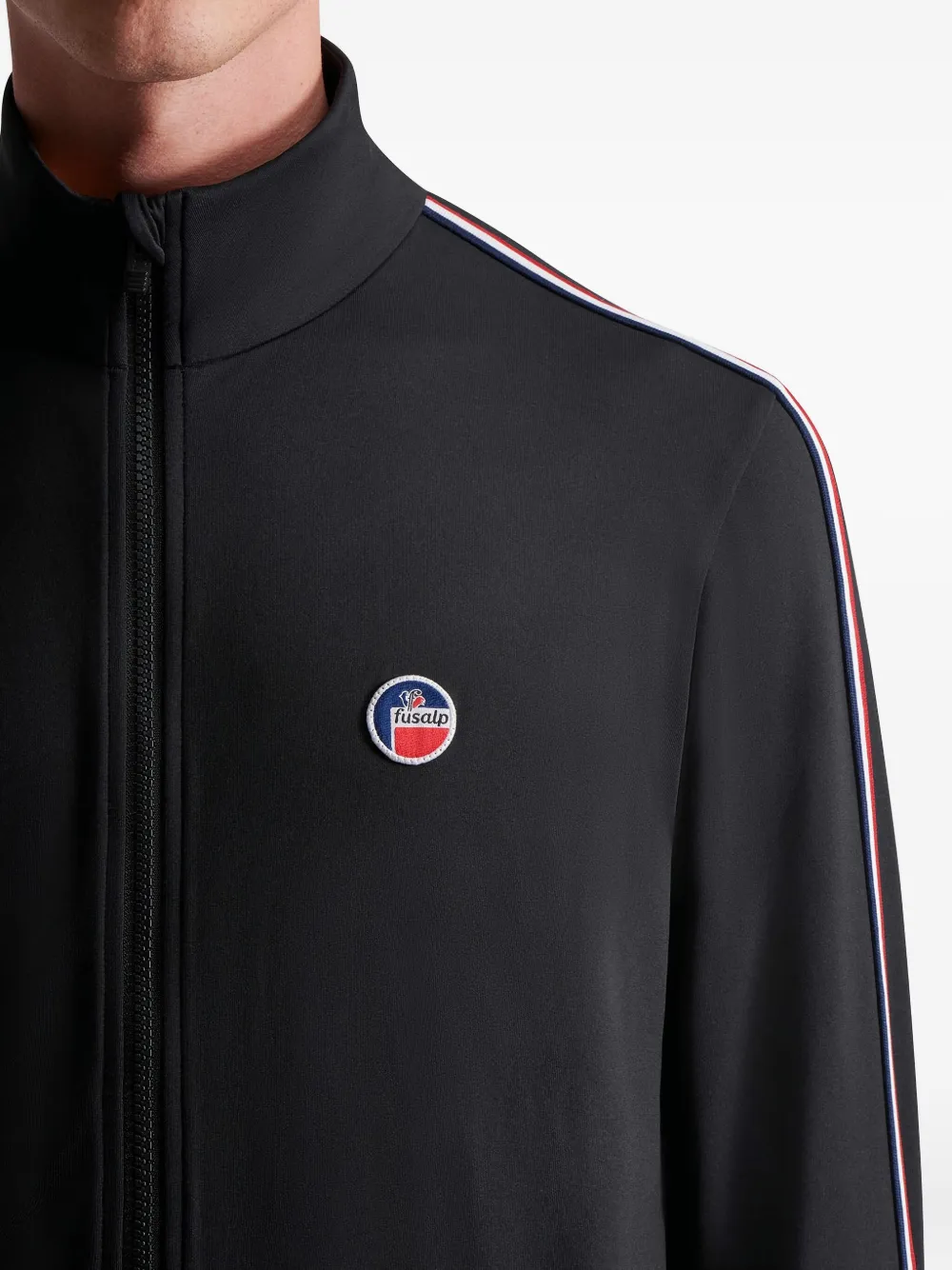 Fusalp Mariozip Striped-sleeve Sweatshirt In Black