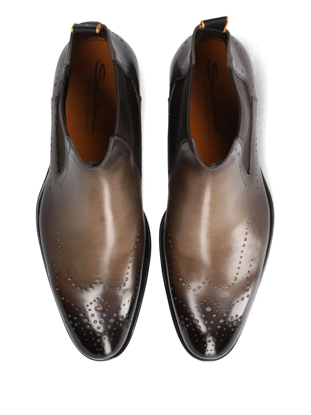 Santoni Chelsea laarzen met brogue detail Bruin