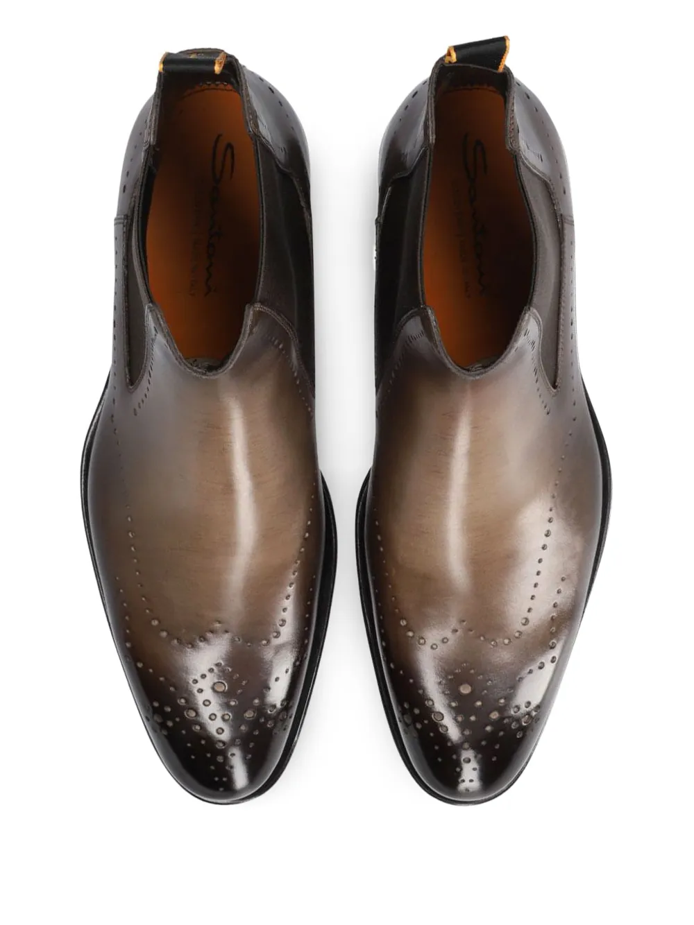 Santoni Chelsea laarzen met brogue detail Bruin