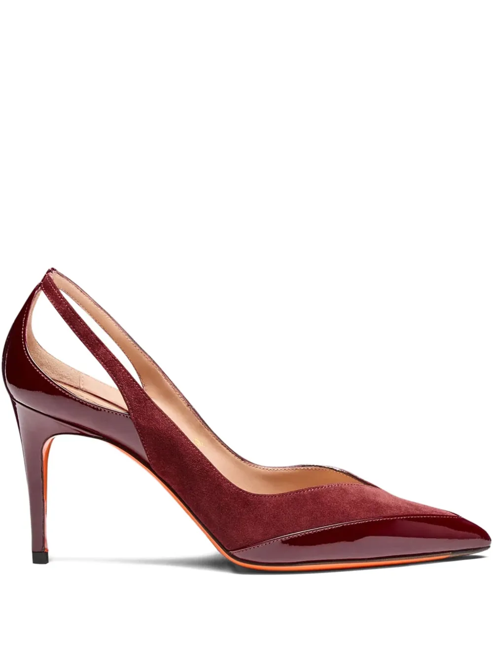 Santoni 85 mm pumps met uitgesneden details Rood