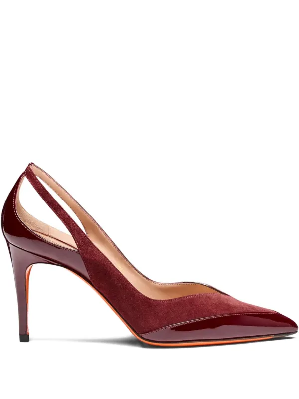 Santoni 85mm Cut-out Pumps in Red