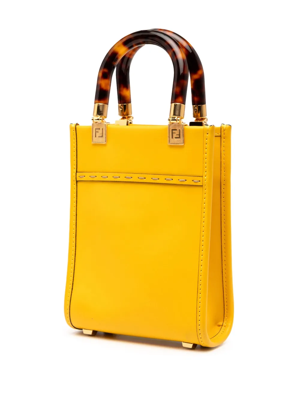 FENDI Pre-owned 2010-2025 Mini Leather Sunshine Shopper Tote Satchel In Yellow