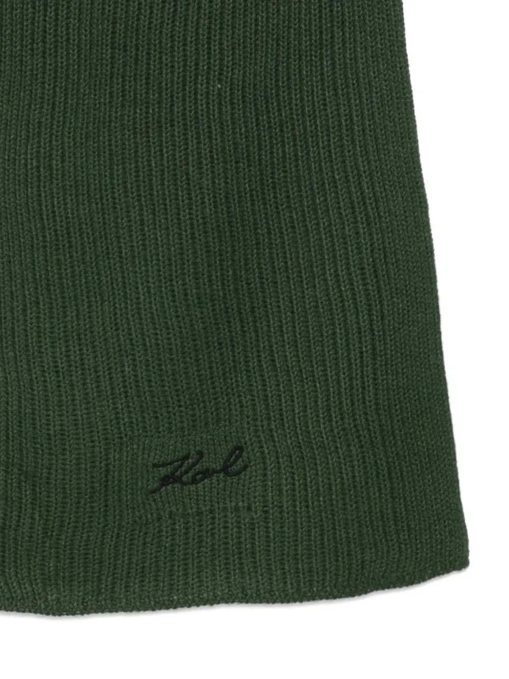 Karl Lagerfeld Ribbed-knit Scarf In Green